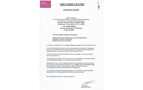 ASSEMBLEE GENERALE EXTRAORDINAIRE DU 29/02/2020